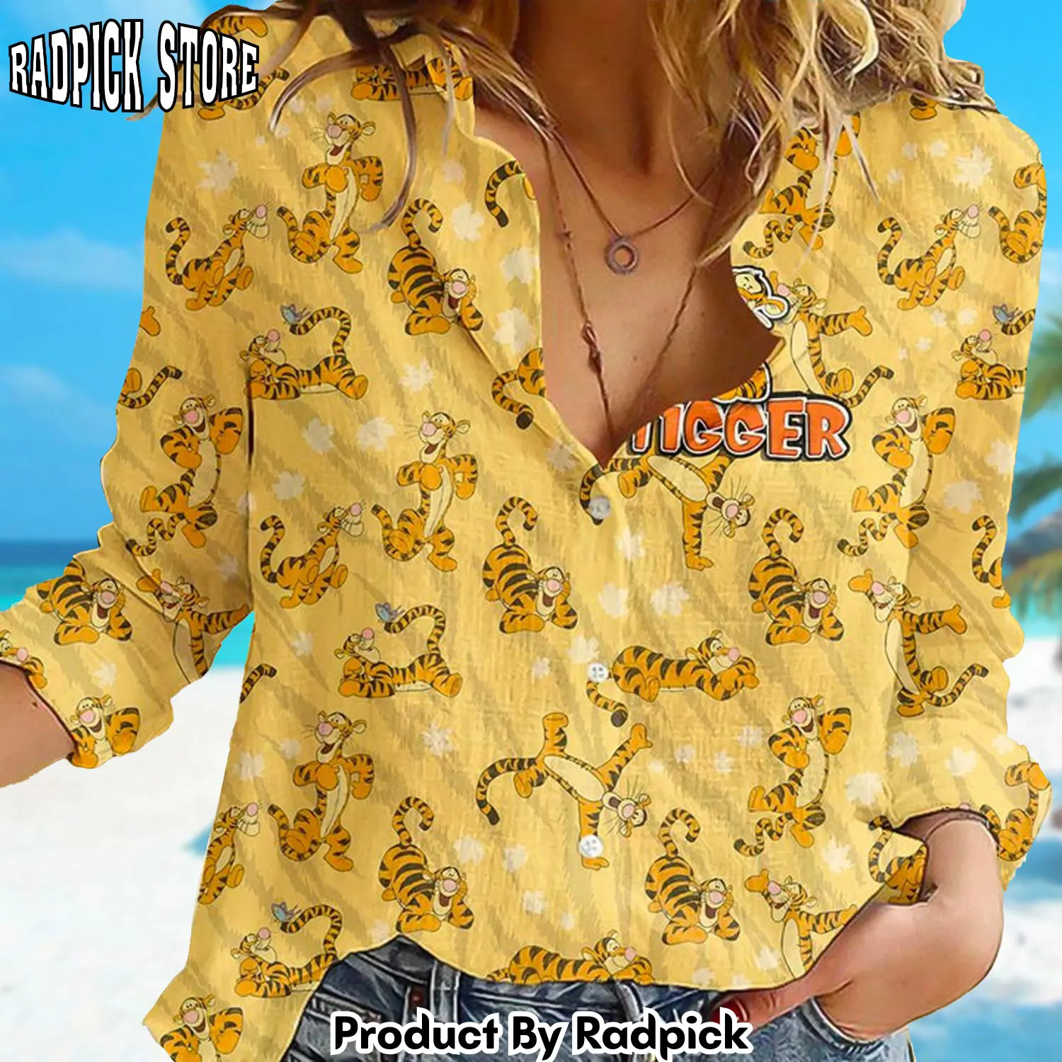 Radpick tiger linen women shirt cute tiger characters linen casual tshirt cartoon gift for women magic kingdom trip shirt family vacation sh rp66253